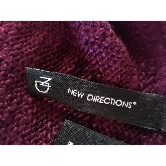 NEW DIRECTIONS Women's Tunic Sweater Large Maroon Acrylic Winter Ruffled Lace - Picture 4 of 5